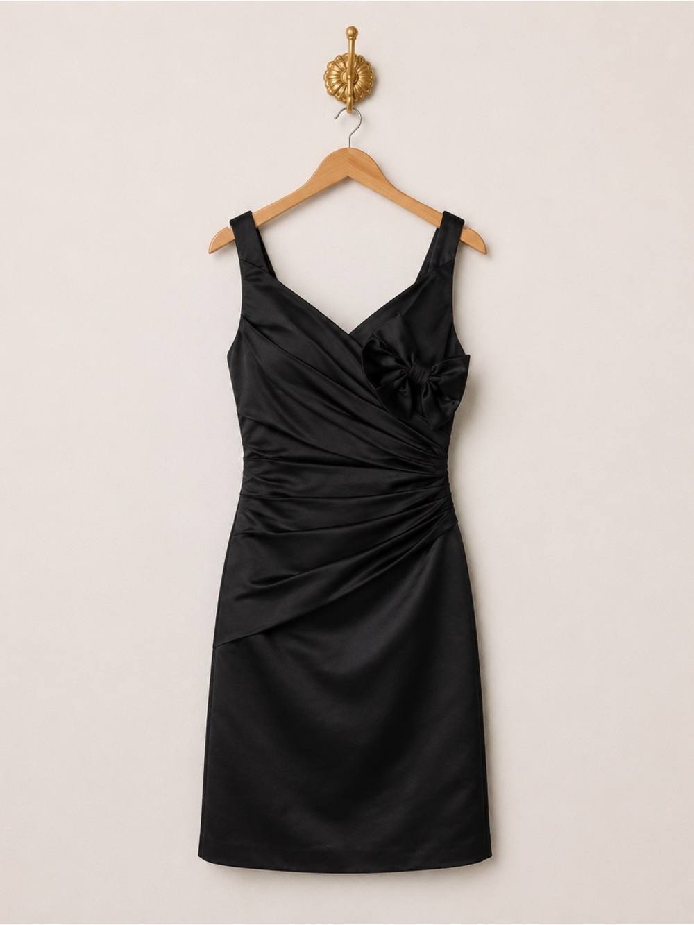 Forever Yours black bow detail satin little black dress 6